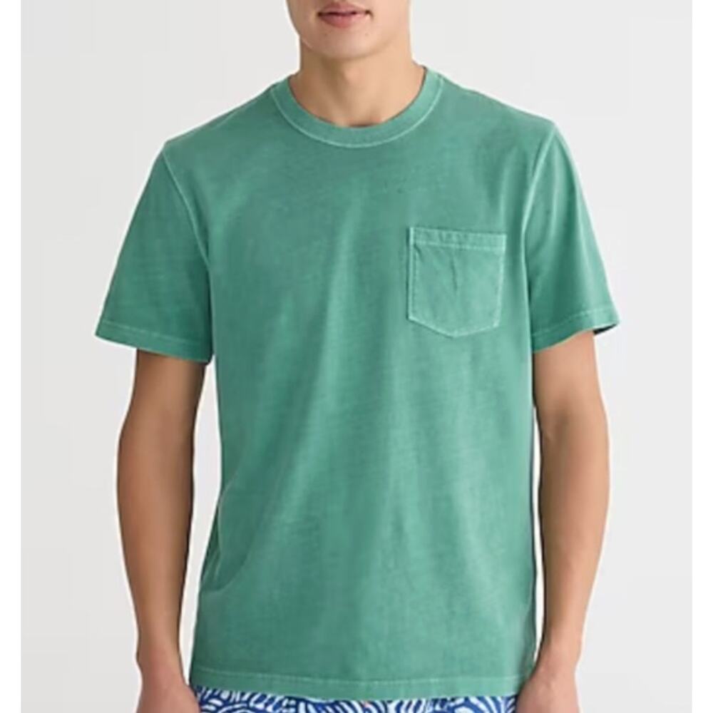 J.Crew Tall Vintage Wash Cotton Pocket Tee Shirt Crewneck Mens Green Relaxed XXL